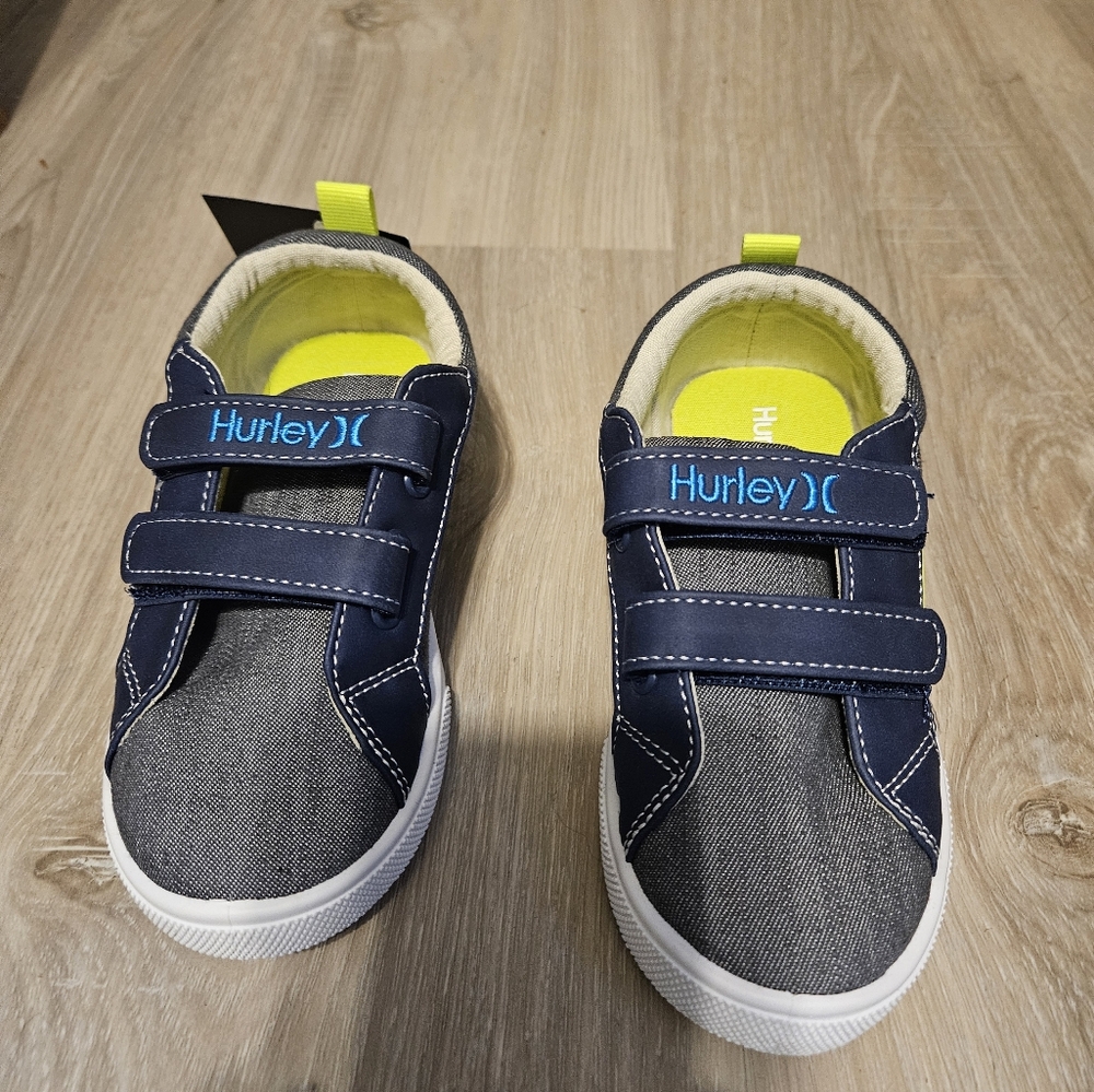 Brand New Hurley Blue and Gray Sneakers with Velcro Straps